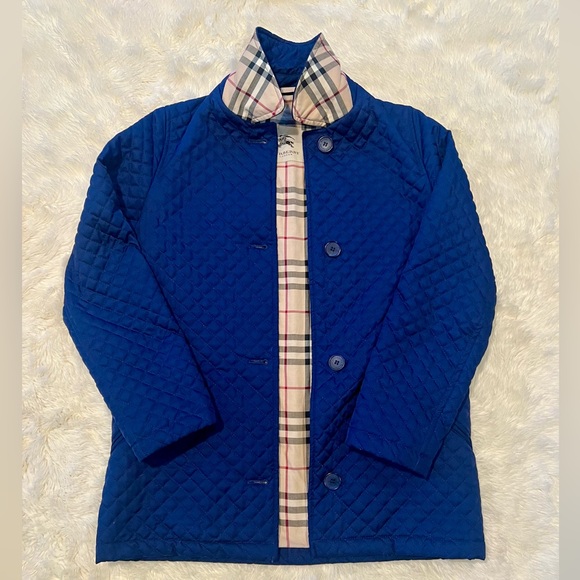 BURBERRY Classic Diamondback Quilted Navy Coat Size Small - Picture 2 of 10